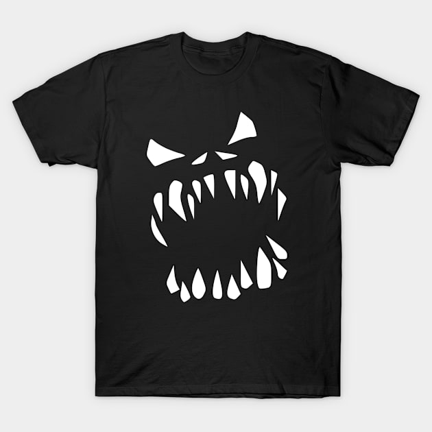 Toothy Monster Snarl Silhouette (White) T-Shirt by VernenInk